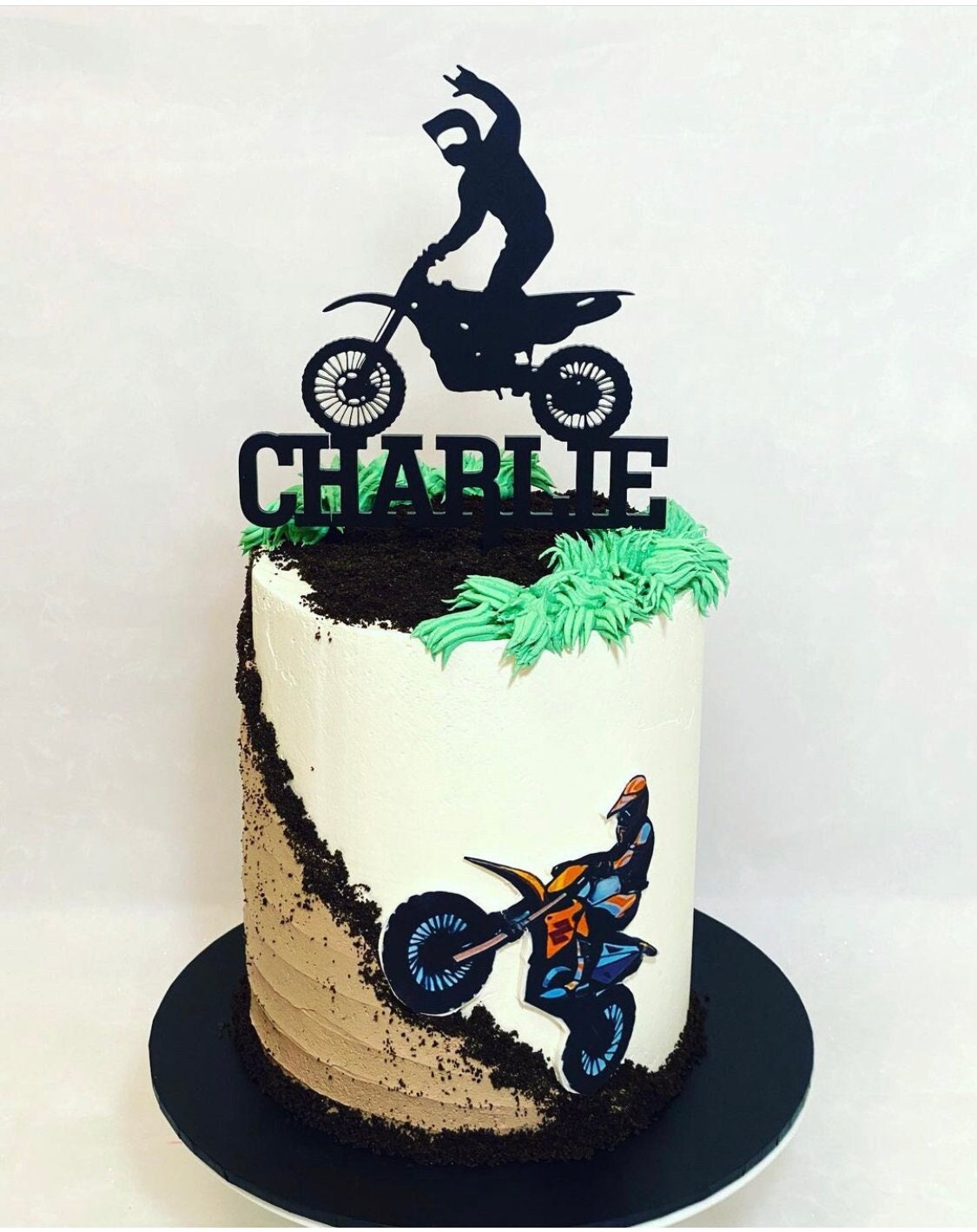 Motorcycle Racing Theme Birthday Cake Topper Extreme Sports Racing