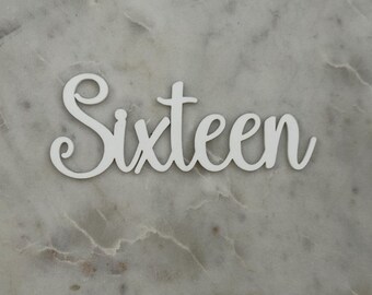 16th Birthday Sixteen cake charm plaque cake decoration reads: Sixteen