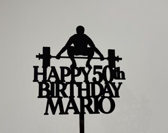 Weight lifting body building theme Personalised Birthday cake topper