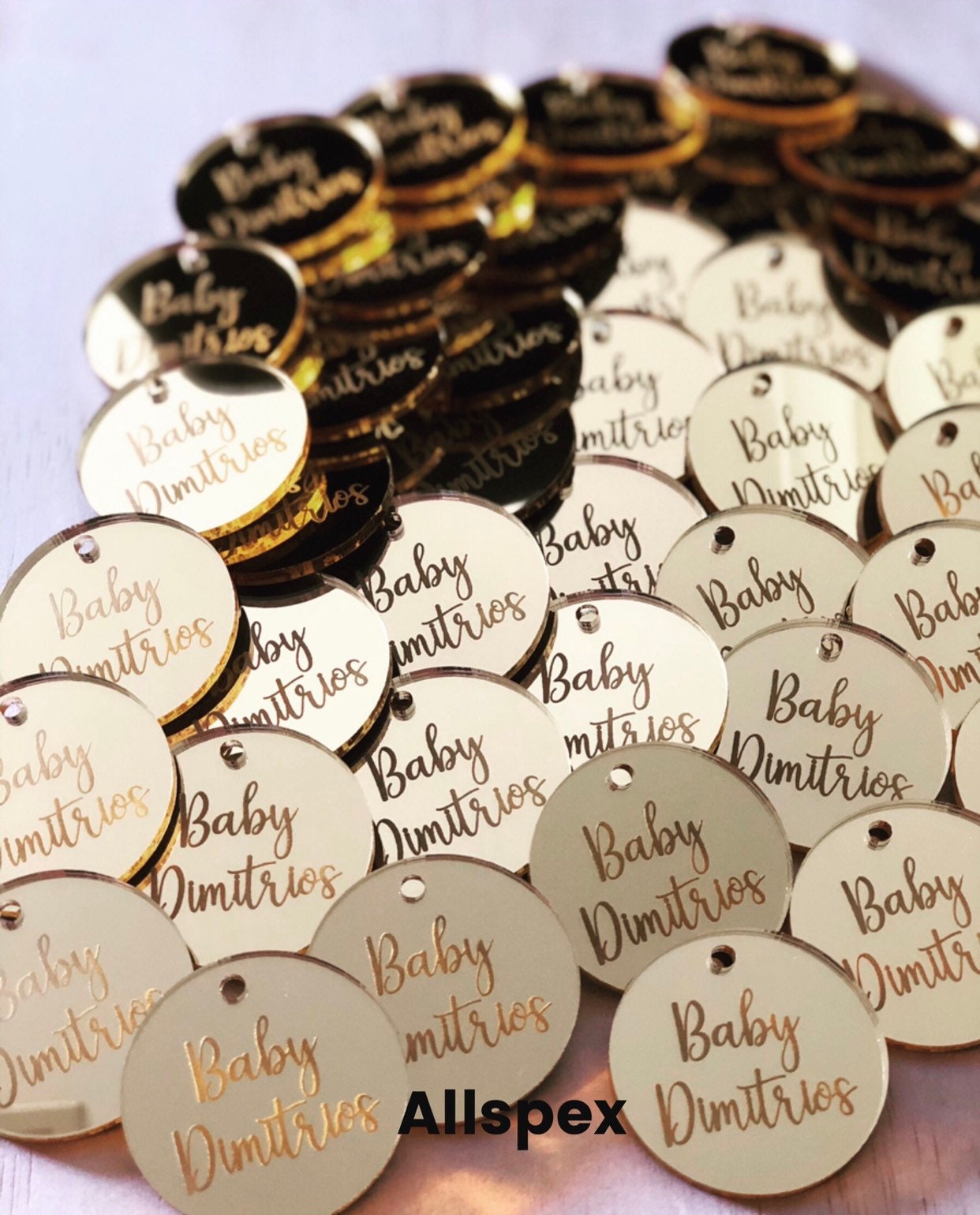 Acrylic Laser Engraved Round Personalised Baby Gift/Favour Etsy