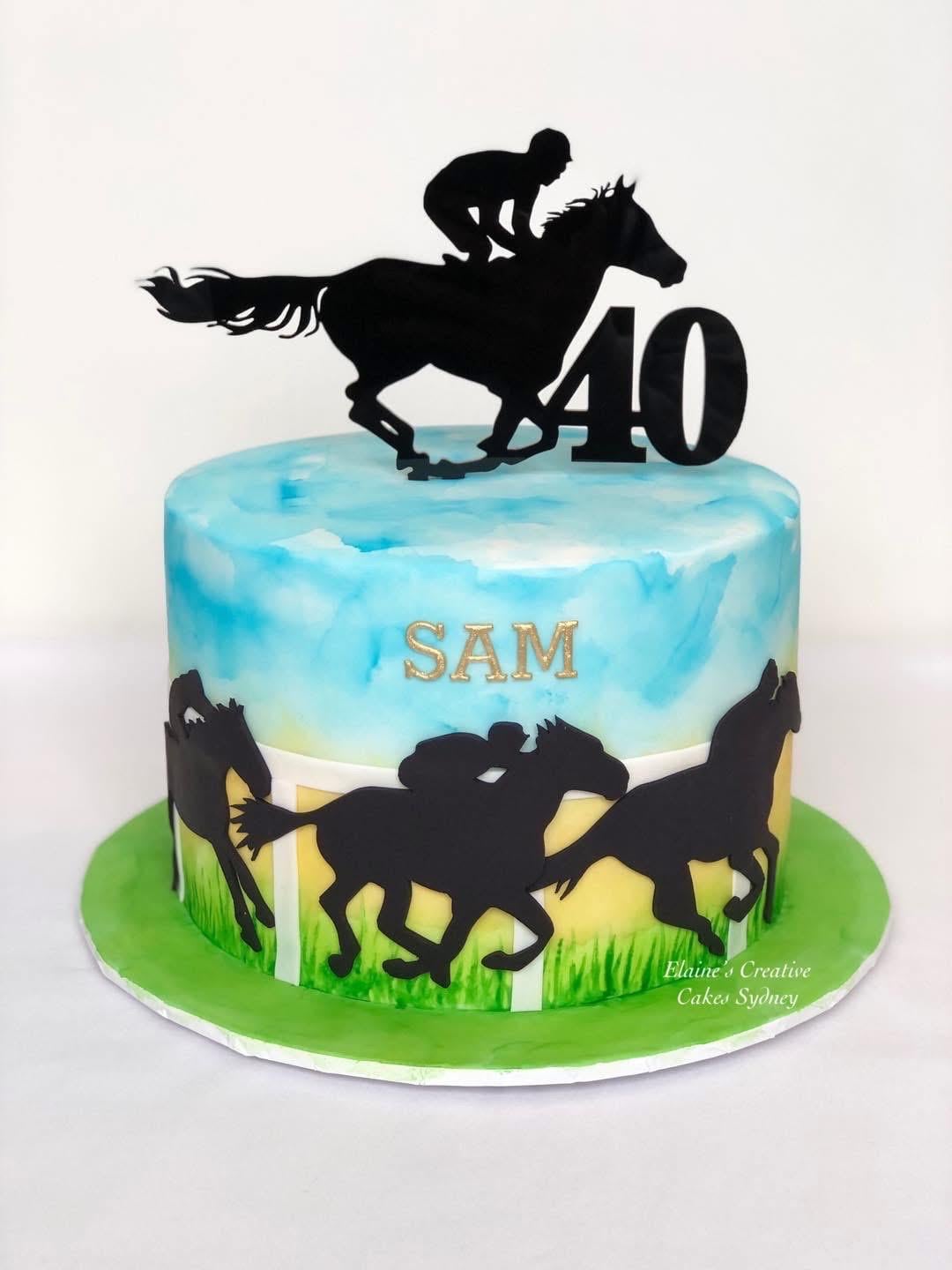 Horse Racing Theme Birthday Cake Topper With Age - Etsy