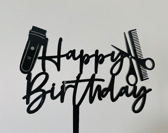 Happy Birthday Cake Topper for a barber
