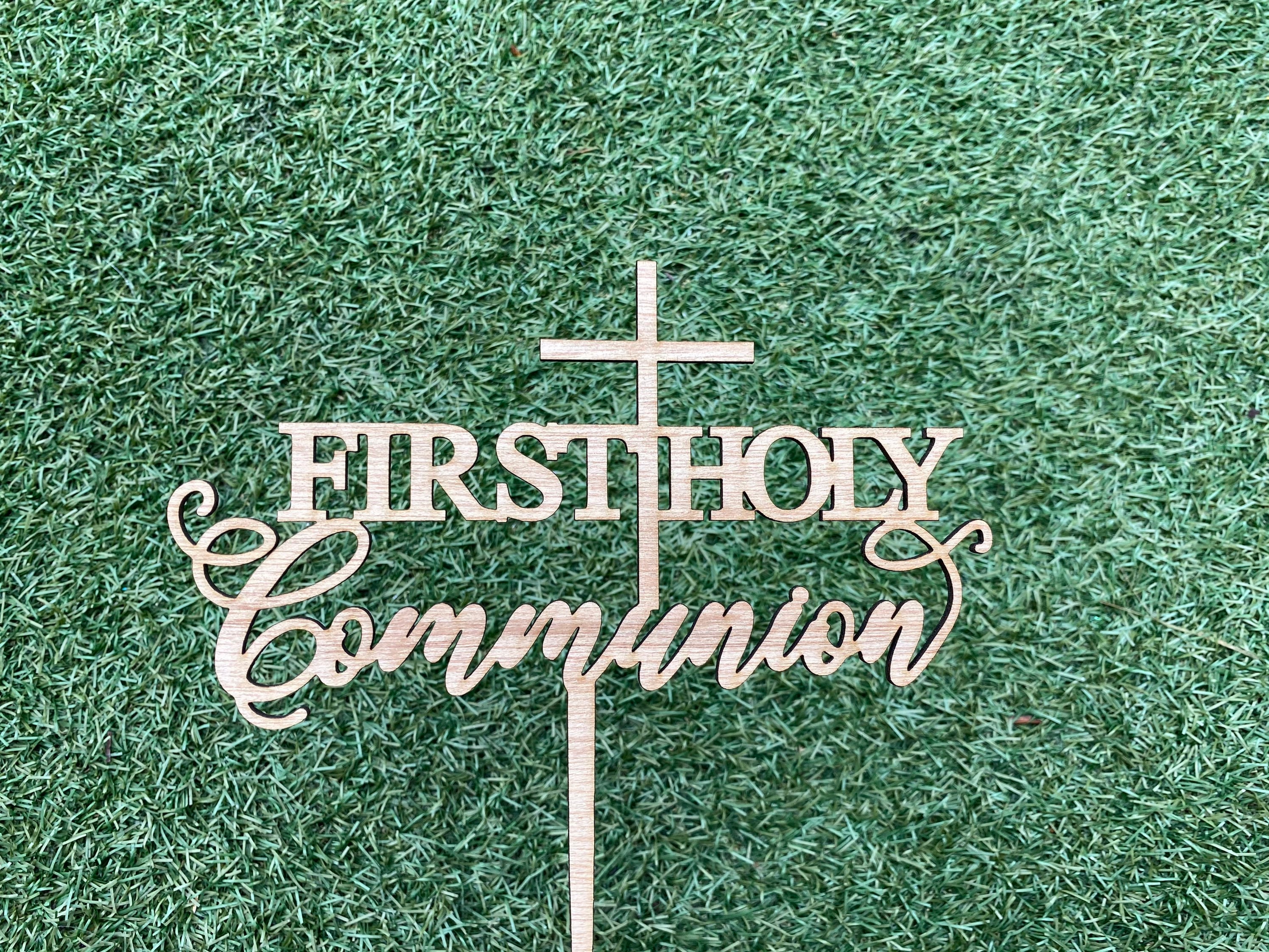 First Holy Communion Cake Topper With a Cross Etsy Australia