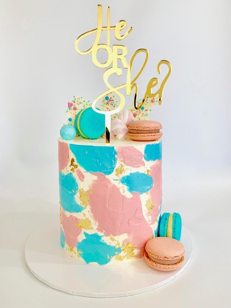 Gender Reveal Baby Shower Cake Topper Reads He Or She Etsy Ireland Gender Reveal Baby Shower Cake Topper Reads He Or She Etsy Ireland
