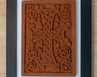 ARMENIAN KHACHKAR in frame AKHTAMAR tuff cross stone authentic design highlands masterpiece original