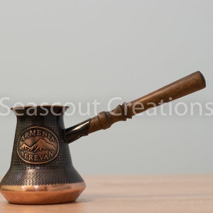 Set of 3 + 1 Cups copper Handmade ARMENIAN Turkish COFFEE pot maker JAZZVE ibrik jezv