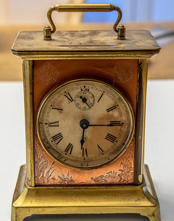 Vintage Seth Thomas Carriage Clock Copper and Brass Etsy