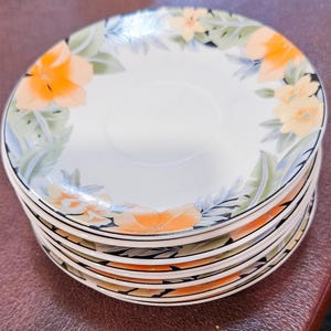 Gibson China Tropicana Pattern Dinner Plates - set of 8 - oven, microwave, dishwasher safe