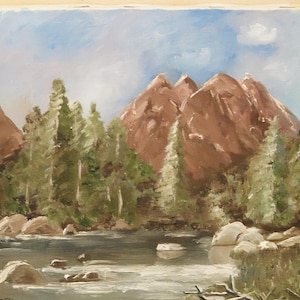Original Landscape oil painting, View from a Hike, 9&quot;x12&quot;, Mountains & Lake