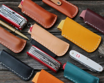 Swiss army knife case leather sales
