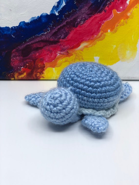 Baby blue Amigurumi stuffed turtle toy Il_570xn