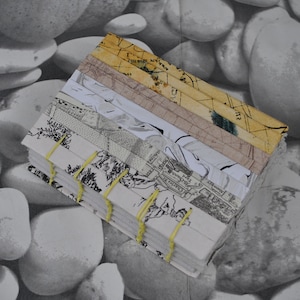 CLEARANCE A6 Patterned Folded Paper Cover (Yellow Coptic Stitch Binding) Notebook - Eco Friendly