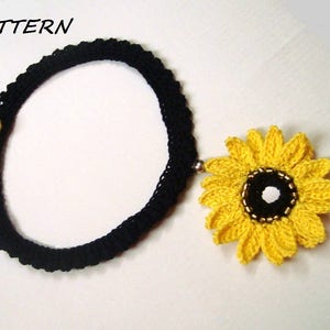 CROCHET necklace Pattern, Crochet Sunflower-mirror-beaded Necklace Pattern, Flower Necklace Pattern, Fiber Necklace Pattern, PDF Pattern