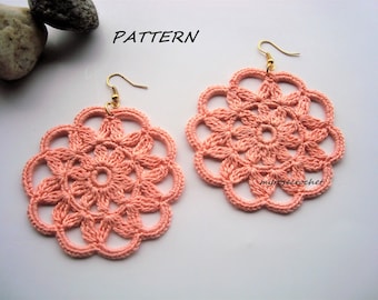 Crochet Flower Earring Pattern, Fiber Jewelry (PDF Pattern)