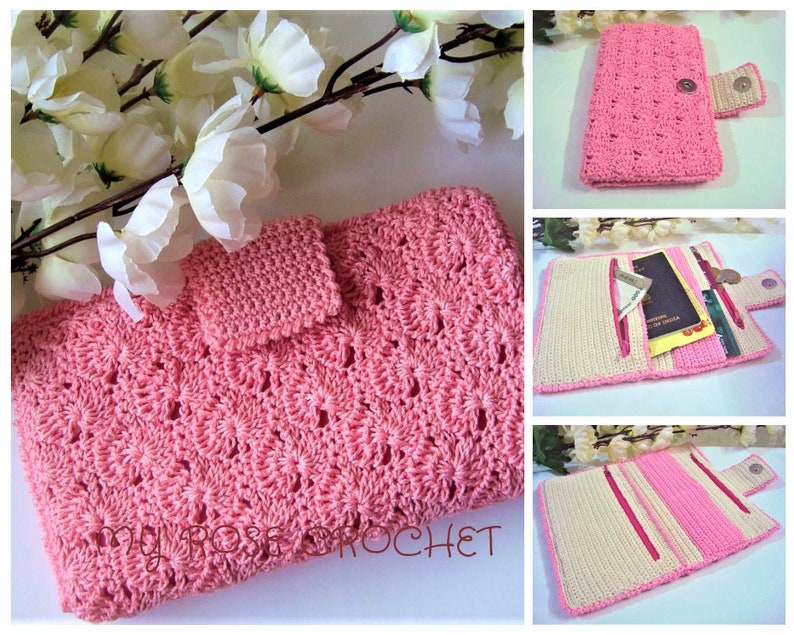 CROCHET Purse pattern-Crocheted Women Multipurpose Wallet image 0