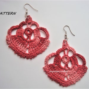 Crochet Earring Pattern- Hearty Dangler Earring Pattern- PDF/Digital pattern