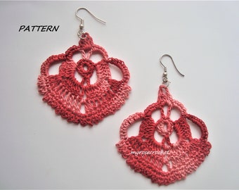 Crochet Earring Pattern- Hearty Dangler Earring Pattern- PDF/Digital pattern