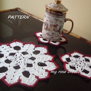 CROCHET PATTERN Snowflake Doily and Coaster, Coaster pattern, Doily pattern