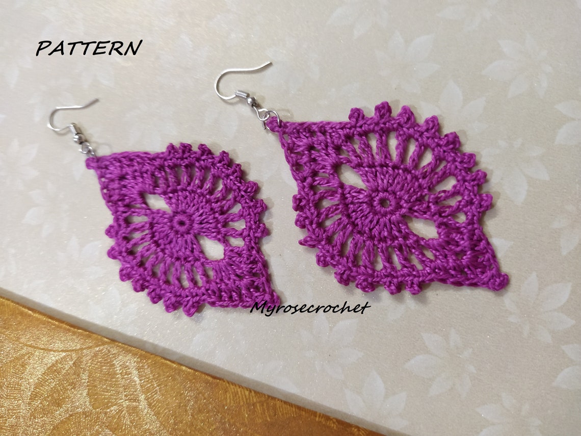 Crochet Earring Patternviva Earring Patternfiber Earring Etsy