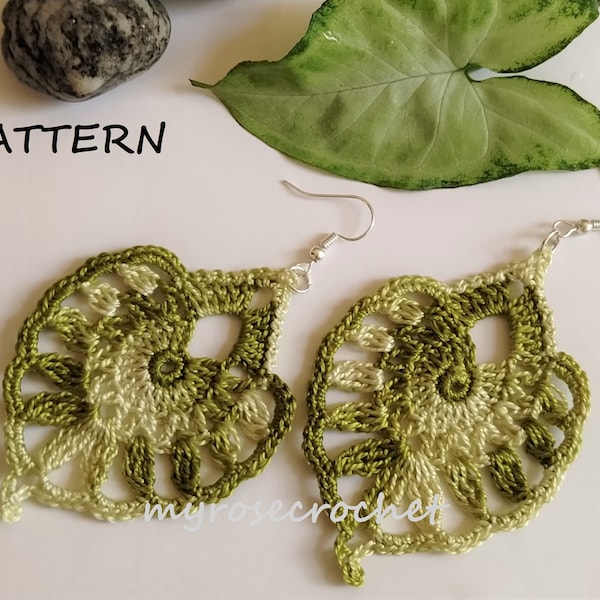 Crochet Earring Pattern- Leaf dangler earrings pattern- Thread Earring pattern -pdf/digital pattern