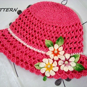 CROCHET Droplets with flowers Sunhat PDF pattern