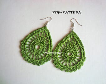 Crochet Teardrop Earring Pattern – Minty Green Thread Jewelry (PDF Pattern)
