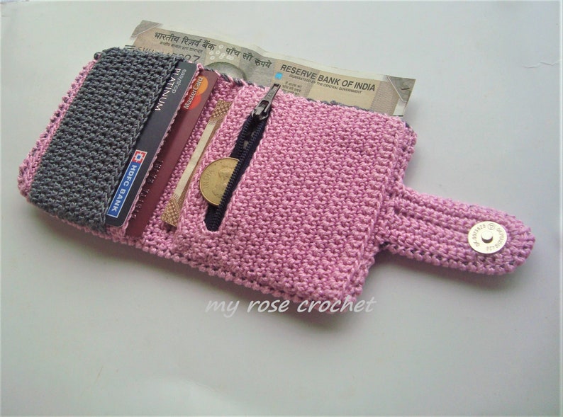 Crochet Mini Money Purse Pattern-Crochet Ladies Money Wallet Pattern-Bi-fold Mini Ladies Money purse-Digital/PDF Pattern-Instant Download image 5