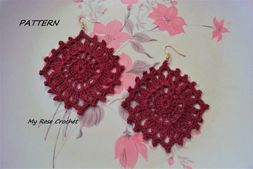 Dangle Earring Patterns Crochet Square Dangle Earring Pattern-crochet Girls Jewellery Pattern ...