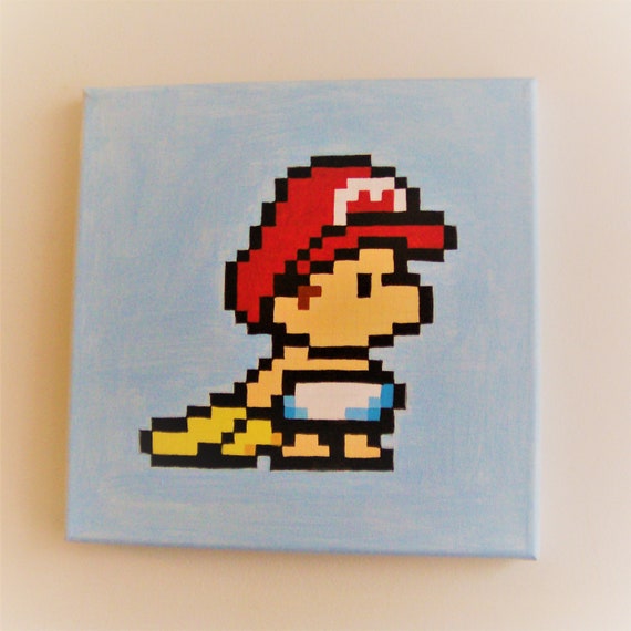 Baby Mario Painted Pixel Art Etsy