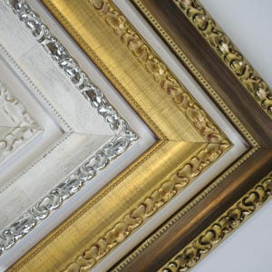 Baroque Ornate Picture Frame | Gold, Silver, and Antique White Finishes | Custom Size Wood Frame | Art Frame, Rococo Wall Decor