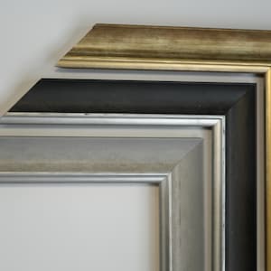 Elegant Metallic Picture Frame | Gold, Silver, Black-Silver Finish | Custom Size Wooden Frame | Classic Art & Print Frame