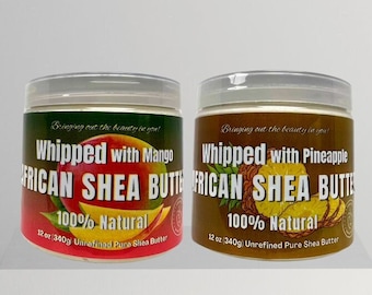 2PK 12oz, RA Cosmetics 100% Whipped Shea Butter, Assorted Scents