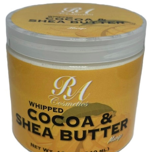 RA Cosmetics 100% Whipped Cocoa & Shea Butter w/Coconut Oil, 12oz, Mango