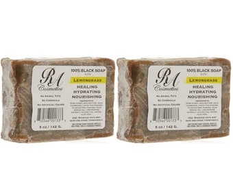 100% African Black Soap Bar - Lemongrass 5oz (2 PK)