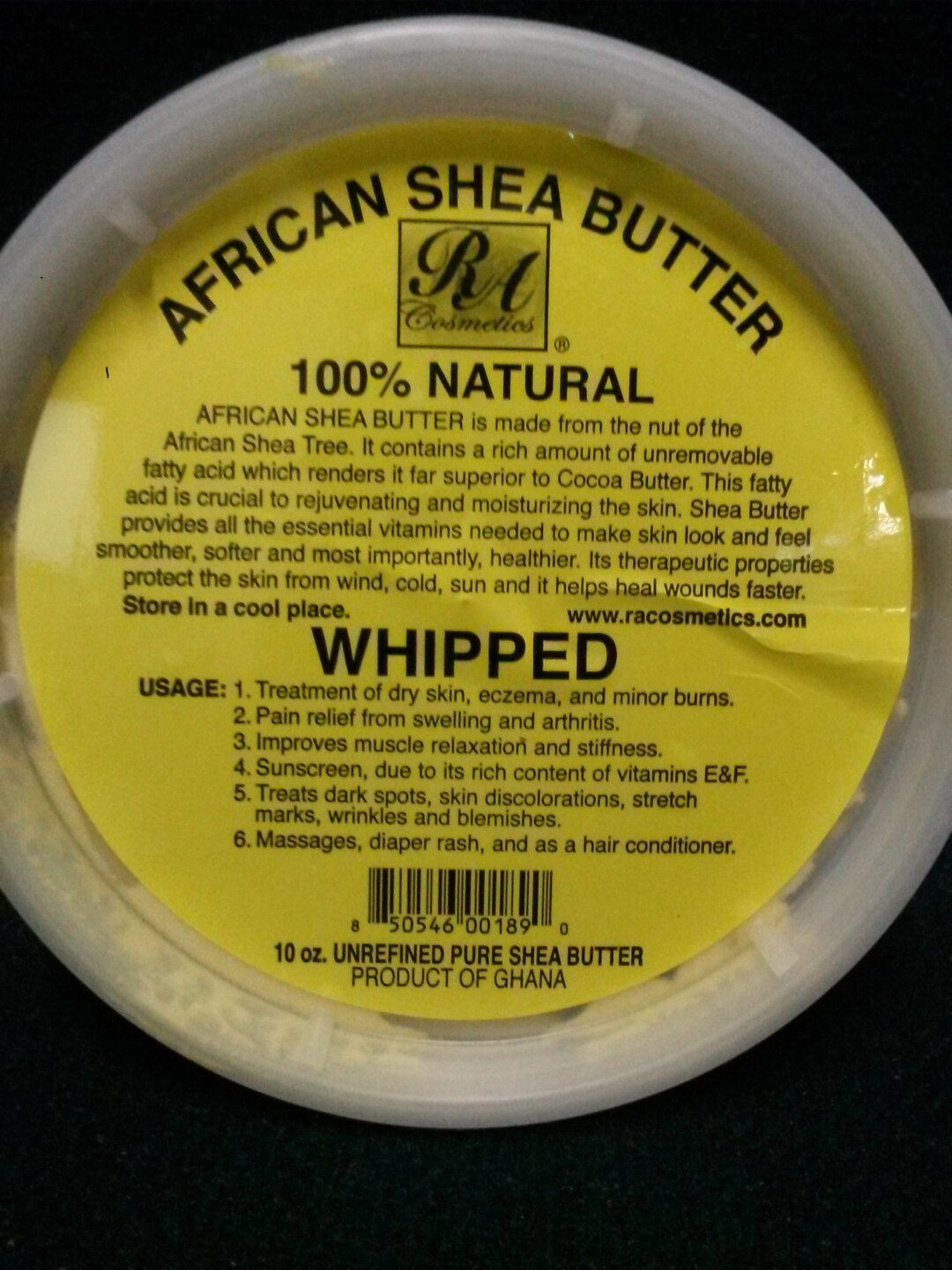 RA Cosmetics 100 Whipped African Shea Butter 5 or 10oz, Yellow Etsy