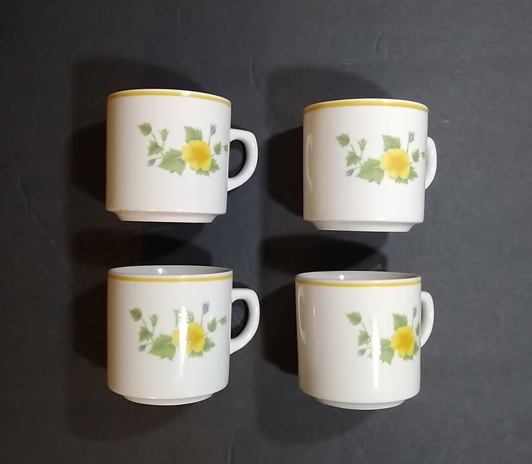 Vintage Tea Cups, Yellow Flower Tea Cups, Ming Pao Vintage Tea Cups Etsy