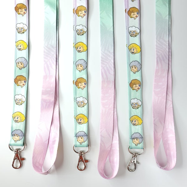 Golden Girls Lanyard Keychain Chibi Cute Geeky ID Holder Television Gift Ita bag Fan Art