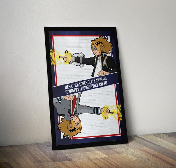 Kaminari mijn held Academia poster Denki kaminari Flip print Kaminari mijn held Academia poster Denki kaminari Flip print