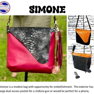 Concealed Carry Sewing Pattern, CC Purse Pattern, Simone CC Pattern, Concealed Carry Pattern, CCW Pattern, Pdf Pattern image 1