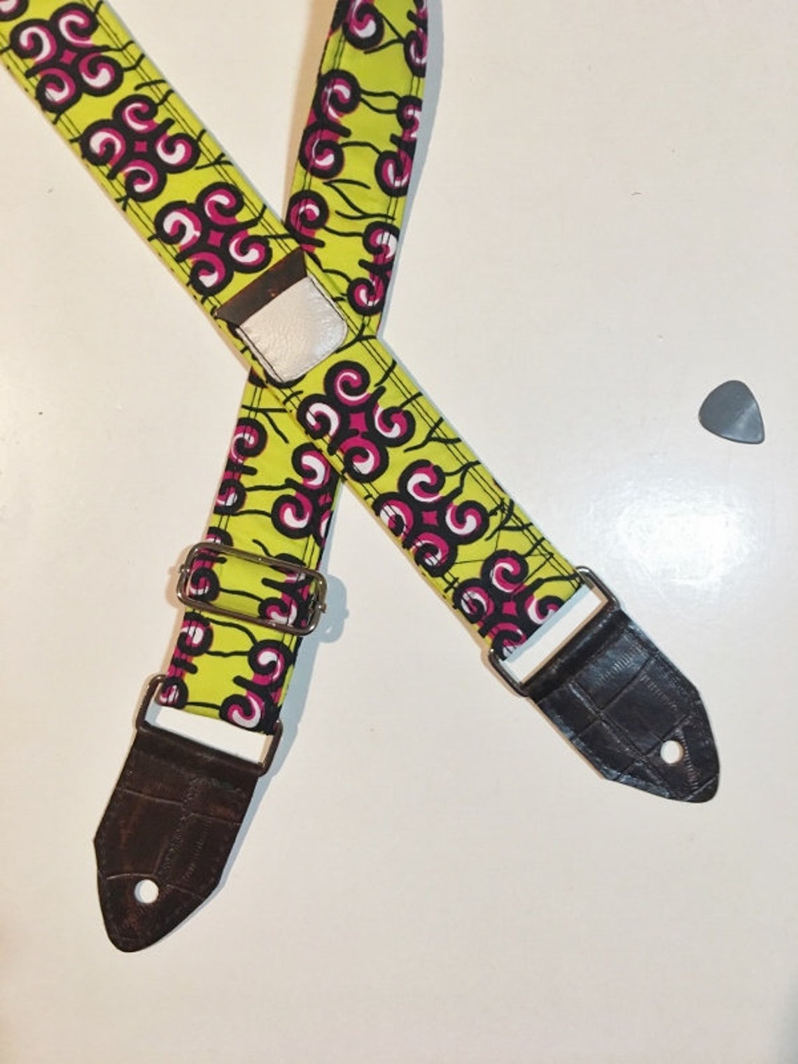 Guitar Strap Yellow and Red Guitar Strap Fabric Guitar Etsy