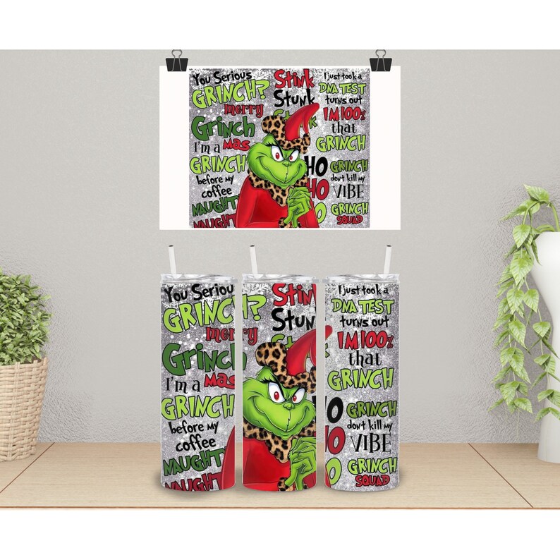 20 ounce Tumbler, Grinch, Stink Stunk image 1