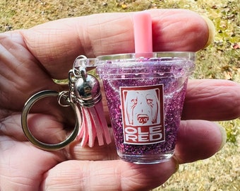 Glitter Snow globe Key chain, Mini Cup Shaker Acrylic Keychain, Mini Snow globe Tumbler Keychain