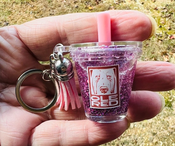 Glitter Snow globe Key chain Mini Cup Shaker Acrylic Keychain Mini Snow globe Tumbler Keychain
