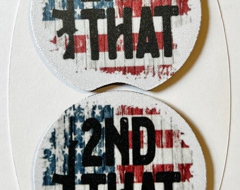 Car Coasters, Set of 2, Red, White and Blue, I Second That, Neoprene