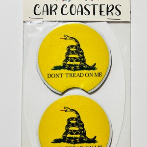 Car Coasters, Set of 2, Don't Tread on Me, Neoprene image 2