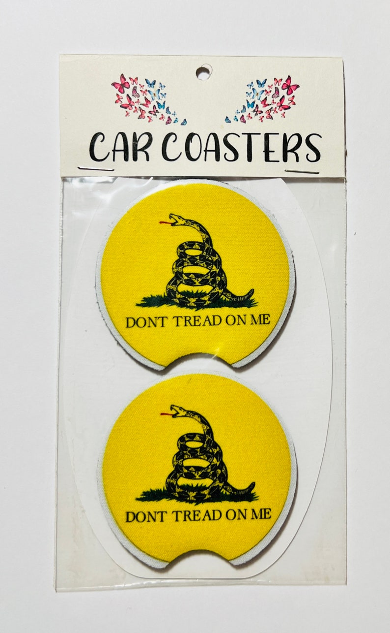 Car Coasters, Set of 2, Don't Tread on Me, Neoprene image 2