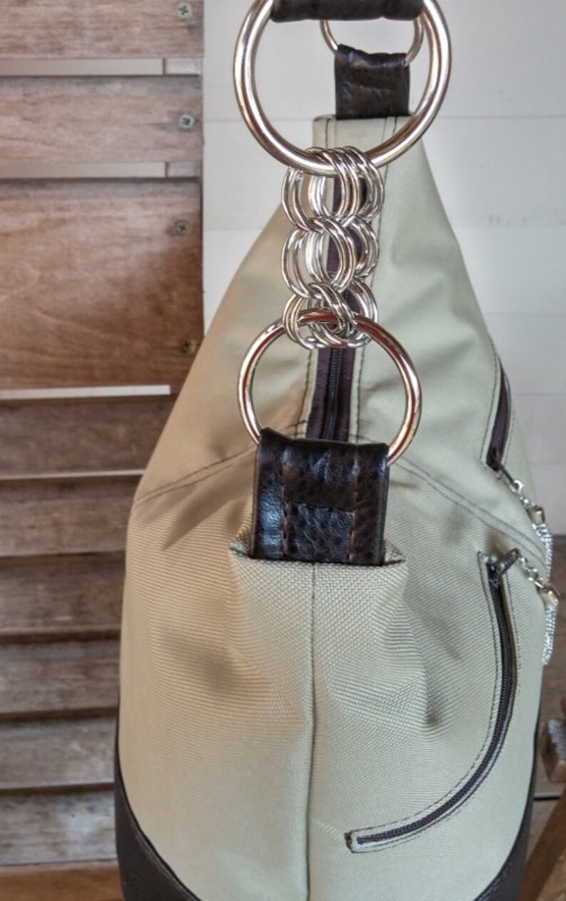 Leather an Canvas Handbag Hobo Shoulder Bag Beige Hobo Bag | Etsy
