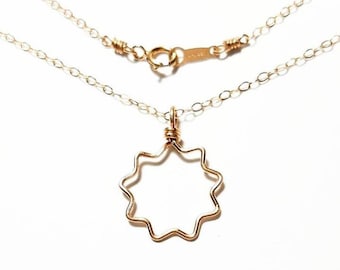 Petite Rose or Yellow Goldfilled Wirewrapped Nine-Pointed Star Pendant Necklace