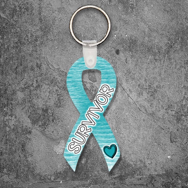 Awareness Keychain, Teal Ribbon Keychain, Custom Keychain, Personalized Awareness Ribbon Keychain