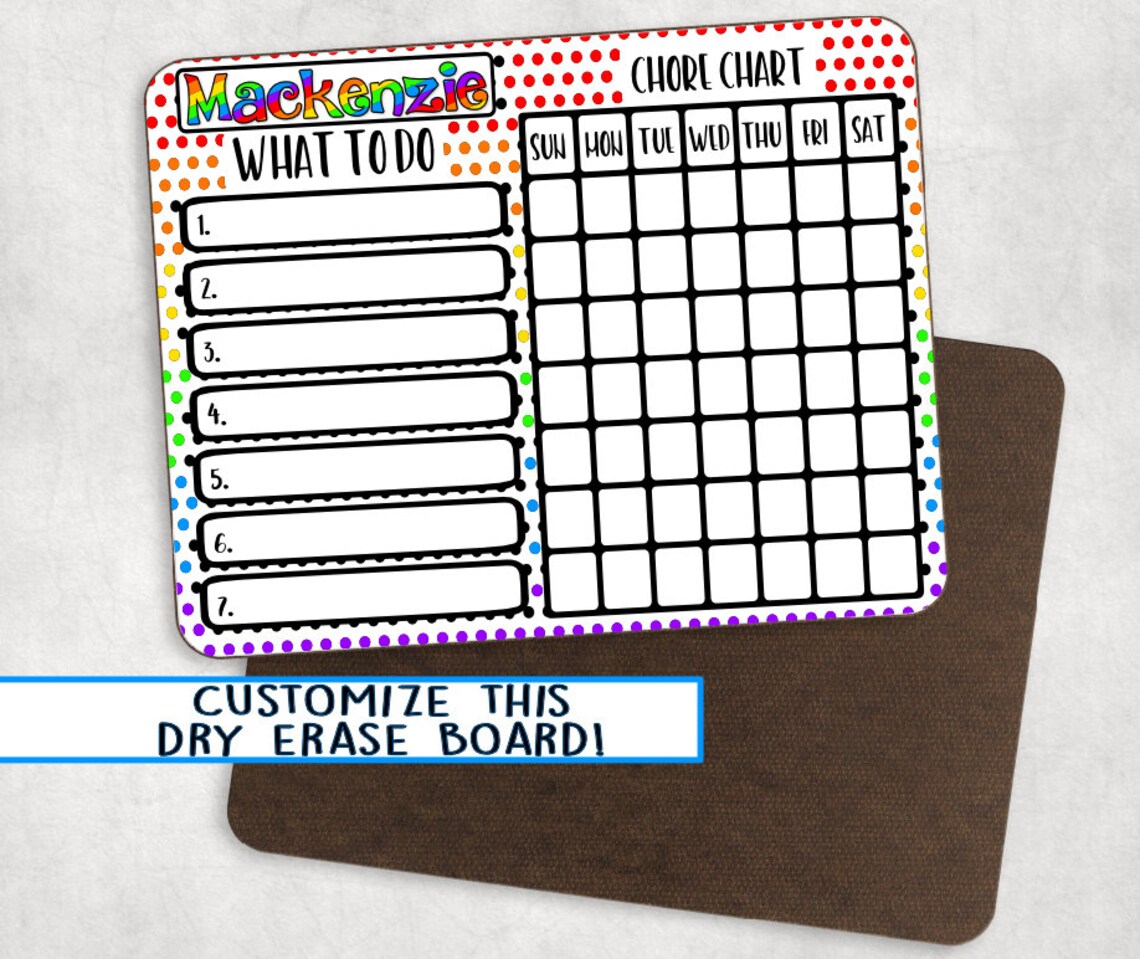 Personalized Chore Chart Custom Dry Erase Chore Chart Etsy UK